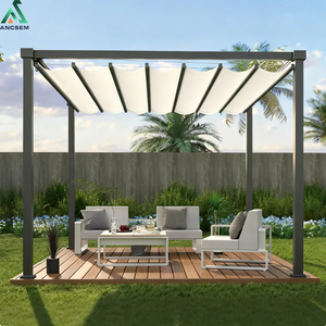 <span class=keywords><strong>Pergola</strong></span> à auvent réglable manuellement ANCSEM, structure en <span class=keywords><strong>aluminium</strong></span> pour patio et jardin, avec sangles de verrouillage incluses - Product Image 3