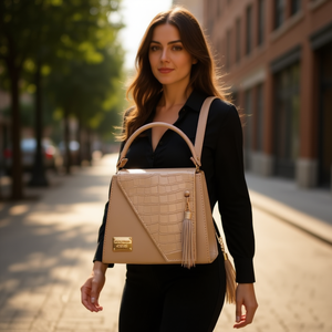 Bolso Bandolera Fana Spectacular Mina, 20x14x7 cm, Patrón de Cocodrilo, Cierre de Cremallera, Borla, Estilo Moderno para Dama - Product Image 2