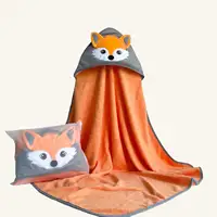 Best sale 500GSM zipper bag-packed super breathable bamboo bath towel fox design bamboo hooded towel for baby