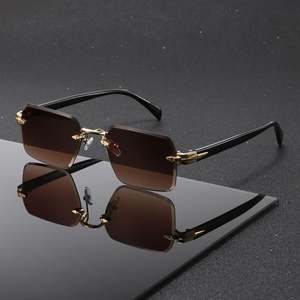 Gafas de Sol Rectangulares de Aleación Retro Modernas 2025 con Logotipo Personalizado, Gafas de Sol Cuadradas con Gradiente sin Montura UV400 para Hombre y Mujer - Product Image 4