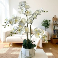 Lot de fleurs d'orchidées Phalaenopsis artificielles réalistes faites à la main, en plastique, de luxe, pour la décoration intérieure moderne et la décoration de la maison