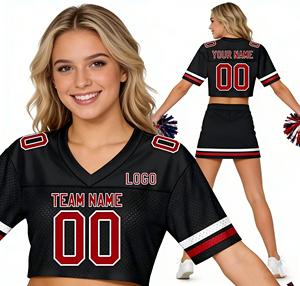 Camiseta Corta Personalizada de Malla para Mujer, Estilo Retro de Fútbol Americano, Sublimada, Casual, Sexy, para Animadoras - Product Image 1