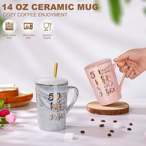 แก้วกาแฟลายหินอ่อนสีชมพูขนาด 14 ออนซ์ ของขวัญคริสต์มาสสำหรับป้า พิมพ์ข้อความ "ป้าที่ดีที่สุด" พร้อมฝา ช้อน การ์ด และกล่องสวยงาม ทนทานต่อการแตกหัก ป้องกันการรั่วซึม - Product Image 2