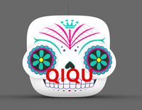 QIQU Décoration publicitaire gonflable Calavera Sugar Skull, 13 pieds de haut, imperméable et résistante aux intempéries, pour le Jour des Morts
