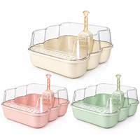 Bac à litière pour chat à bords hauts et ouverture supérieure, avec protection transparente et entrée frontale basse, disponible en petites et grandes tailles pour la vente en gros