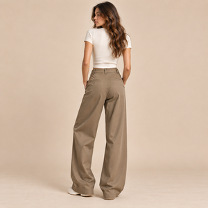 Set Due Pezzi <span class=keywords><strong>Donna</strong></span> Anni 2000 Y2k Vintage: T-shirt a Costine con Cerniera e Cintura Ecologica, <span class=keywords><strong>Pantaloni</strong></span> a Vita Alta Plissettati in Cotone - Product Image 2