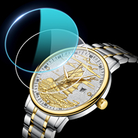 Montre mécanique à tourbillon Louie Juelen, populaire, tendance, pour homme, en acier inoxydable, avec aiguilles lumineuses, résistante à l'eau 3 BAR