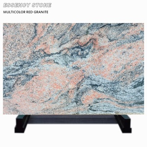 Grande <span class=keywords><strong>lastra</strong></span> di granito rosso multicolore, piastrelle finitrice in granito grigio fantasia, pietra multicolore impiallacciatura, multi rosa rosso grigio pietra di granito nero - Product Image 1