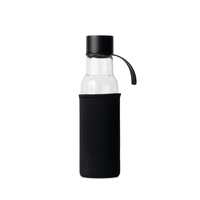 Bouteille d'eau en verre sans BPA avec logo personnalisé, 600 ml/20 oz, couvercle à vis, manchon de protection en néoprène, portable avec sangle