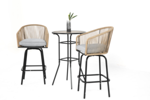 Hot Selling Modern Set of <strong>2</strong> Rattan Swivel <strong>Bar</strong> <strong>Stools</strong> with 360 Rotation for Outdoor Use Made in China - Product Image 4