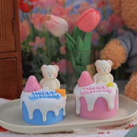 Handgemachte süße Bär Erdbeer kuchen Soja Wachs Duft kerzen Gel Wachs Zündung Geburtstag Urlaub Bars Neuheit Großhandel Souvenirs