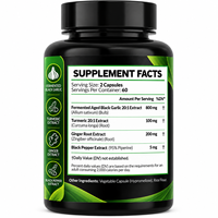 Ail noir 4-en-1, 120 capsules, 60 portions, extraits de curcuma et de gingembre, soutien au confort digestif, complément pour les articulations