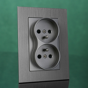 86*120 mét EU Loại ổ cắm tiêu chuẩn Pháp 2Gang cắm đôi tường Ổ cắm điện CE chứng nhận 2P + t grey vàng đen dễ dàng cài đặt - Product Image 1