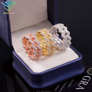 Anillo Cubano de Alta Calidad con Incrustaciones de Diamantes de Imitación VVS, 2 Filas, Estilo Hip Hop para Hombre, Plata de Ley 925 Chapada en Oro, con Certificado GRA - Product Image 2