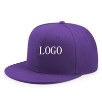Gorra de Camionero con Logotipo Bordado Personalizado al por Mayor, de Alta Calidad, 6 Paneles, Visera Plana, Cierre a Presión, Color Morado