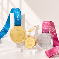 Médailles d'or personnalisées en gros, médailles de récompense sportives personnalisées avec ruban pour les vainqueurs, les équipes et les écoles