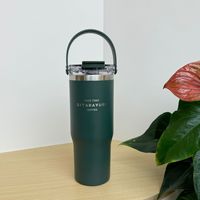 Mug à café isotherme en acier inoxydable 304 à double paroi, 600 ml/900 ml, avec paille intégrée, isolation thermique 6-12h, DRM