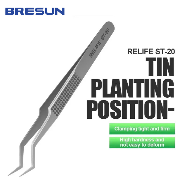 RELIFE ST-20 Chip Positioning Tweezers High Precision Flying Line Super Hard Tweezer for Soldering and IC Chip Micro-repair Tool