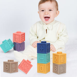 Jeu de construction éducatif pour enfants, couleurs mixtes, bloc de construction, table de jouet en caoutchouc, <span class=keywords><strong>cube</strong></span> souple, age - Product Image 2