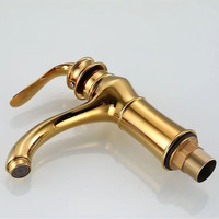 Zinc avec laiton robinet de bassin antique de style européen chaud et froid bassin de lavabo rétro robinet en or anti-éclaboussures