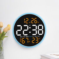 Horloge murale LED personnalisable pour bureau Nouvelle lumière d'ambiance couleur numérique électrique Luminosité réglable Compteur à distance Cadeau