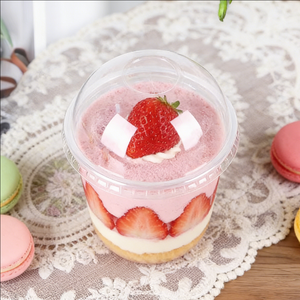 Vasos de Plástico Transparentes Desechables de Pared Simple de 16oz y 12oz con Tapas de 90mm de Diámetro para Postres, Helados, Gelatina y Mousse - Product Image 3