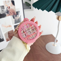 Joli mini porte-monnaie pendentif fait main en cuir rond, breloque porte-clés pour la décoration de sacs fourre-tout