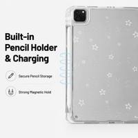 Étui pour iPad à imprimé étoiles, support pliable en Y, dos rigide transparent en PC, cadre antichoc en TPU, housse de protection pour tablette réglable multi-angles