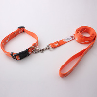 Qqpets Tali Anjing Mewah Premium Kustom Poliester Kerah Gaya Fashion Pola Cetak Pita Reflektif Hewan Peliharaan