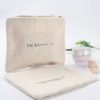 Sac à Maquillage en Toile de Coton Écologique en Gros avec Fermeture Éclair, Double Face, Pochette d'Accessoires, Pochette Cosmétique à Motif Personnalisé