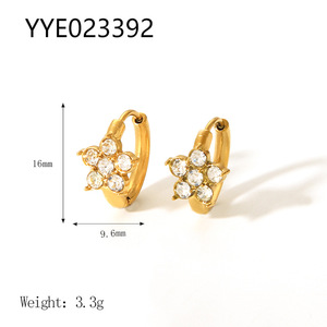 Venta al por mayor 14K chapado en oro Huggie pendientes no deslustre luz lujo geométrico circón moda Stud moda mujeres bodas fiestas - Product Image 6