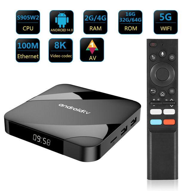 Android 14.0 TV Box with Dual Band WiFi High Quality 4K 2GB 4GB RAM 8GB 16GB Storage Smart Android Tv Box