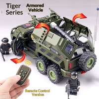 Modèle de char Panzer Tiger en alliage à l'échelle 1:24, télécommandé, avec portes ouvrantes, son et lumière, véhicule militaire tout-terrain pour garçons
