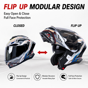 Casques <span class=keywords><strong>de</strong></span> moto modulaires unisexes YM en ABS, homologués DOT, rabattables, imperméables, personnalisés pour le motocross et la course, pour hommes - Product Image 3