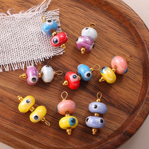 Collar con Colgante de Cerámica, Accesorios de Joyería DIY, Forma Irregular de Dibujos Animados, Regalo para Mujer, Chapado en Acero Inoxidable con Oro de 18K, Creativo - Product Image 3