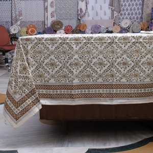 Stylish And Durable Hand Block Printed <b>Table</b> Cloth Handmade From 100%Organic Cotton Elegant <b>Table</b> <b>Covers</b> For Dining Home Use - Product Image 3