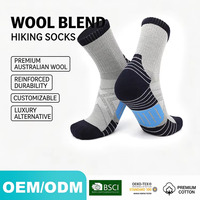 Chaussettes de randonnée en mélange de laine, coussinets renforcés, durables, pour activités de plein air, personnalisables OEM ODM disponibles en gros