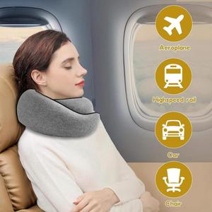 Oreiller de voyage pliable en mousse à mémoire de forme léger avec logo personnalisé, support de nuque en U pour avion - Product Image 2