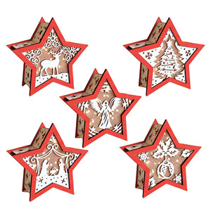 2025 New Designs Wooden Christmas 3D <b>Star</b> Lantern Decorations <b>LED</b> <b>Light</b> Box Tabletop Ornament Holiday Winter Scene Lantern - Product Image 6