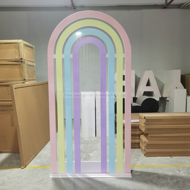BJ220426-6 Rainbow Color Pvc Display Backdrop Wedding Party Photography Pvc Backdrop Stand Decoration
