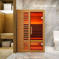 Sauna Infrarouge Électrique d'Intérieur Moderne à Vapeur Sèche en Bois Massif avec Panneau de Commande Informatique pour 2 Personnes