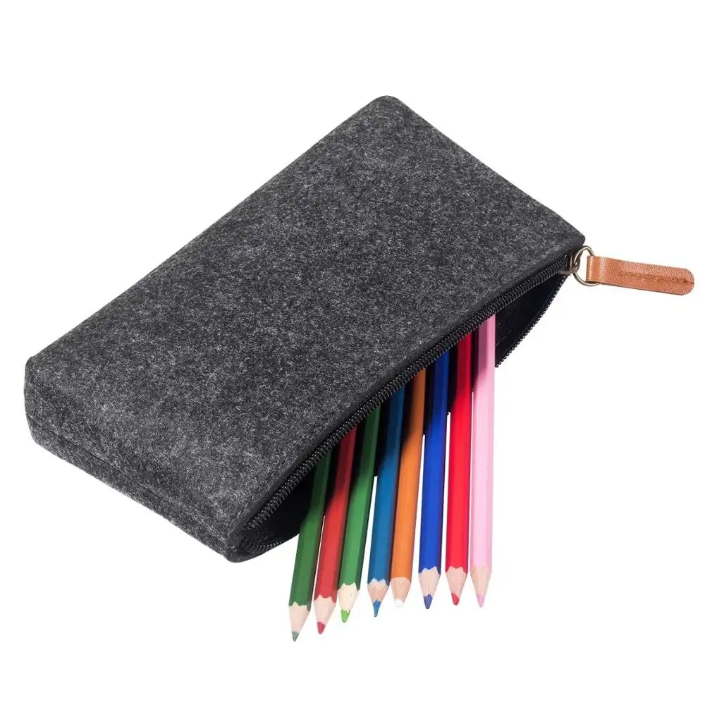 Tas pensil kain flanel modis sederhana dapat digunakan kembali tempat pena alat tulis kosmetik Organizer kunci tas pensil