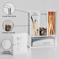 Acryl-Tzedakah-Box Shabbat-Organizer Transparente Spendenbox mit Streichholzhalter Jüdisches Judaica-Geschenk Großhandel OEM