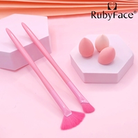 Ensemble de maquillage Kawaii Pastel : 2 pinceaux et 3 éponges en forme de larme, manche brillant aux couleurs assorties, pinceau éventail, kit pour les yeux, cadeau