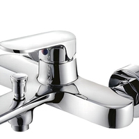 Robinet de douche en laiton chromé poli, finition céramique, à poignée unique, 2 trous, 4 pouces, à montage en surface, durable et traditionnel pour salle de bain