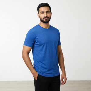 Camiseta de Marca para Hombre, 50% Poliéster, 25% Algodón, 25% Mezcla, Lisa, Color Sólido, Logotipo Personalizado, Camiseta Tri-Blend al por Mayor - Product Image 1