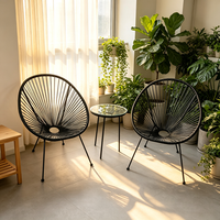 Modernes Ovales Geflochtenes Stuhl-Set Wetterfestes PE-Terrassen-Gesprächsset Outdoor-Balkon Kaffeetisch und Stühle Gartenmöbel