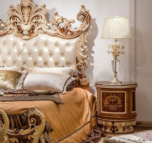 Lit baroque king-size antique classique victorien français Chesterfield capitonné vintage <span class=keywords><strong>en</strong></span> bois sculpté beige marron doré - Product Image 3