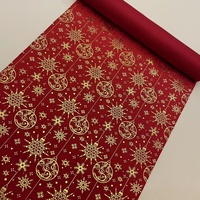Nappe jetable personnalisable en velours rouge nordique doré, motif drapeau, pour décoration de Noël GT-01