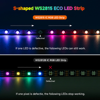 Lampu LED Strip Fleksibel Bentuk S 12V WS2815 Warna Impian yang Dapat Ditekuk untuk Logo, Papan Reklame, dan Huruf Saluran